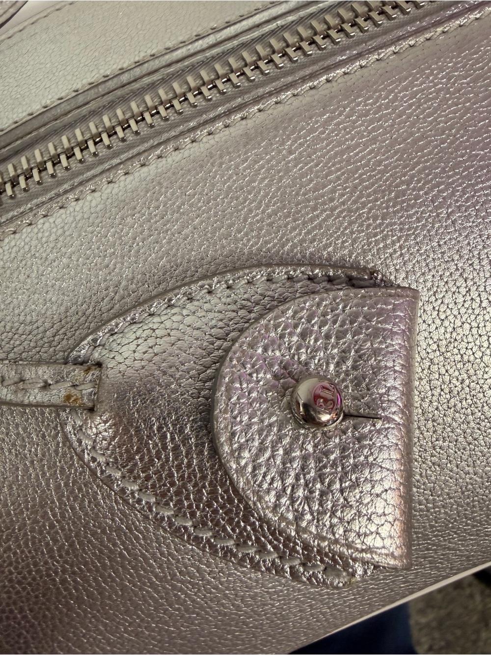 Ralph Lauren Collection Ricky Metallic Silver Pebbled Leather Clutch - Picture 13 of 16